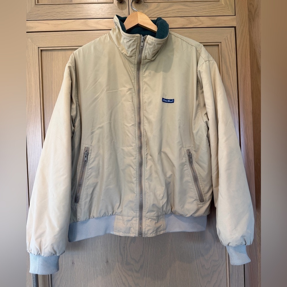 Vintage Eddie Bauer Men's Bomber Style Fleece Lined Zipper Jacket Pockets / LG